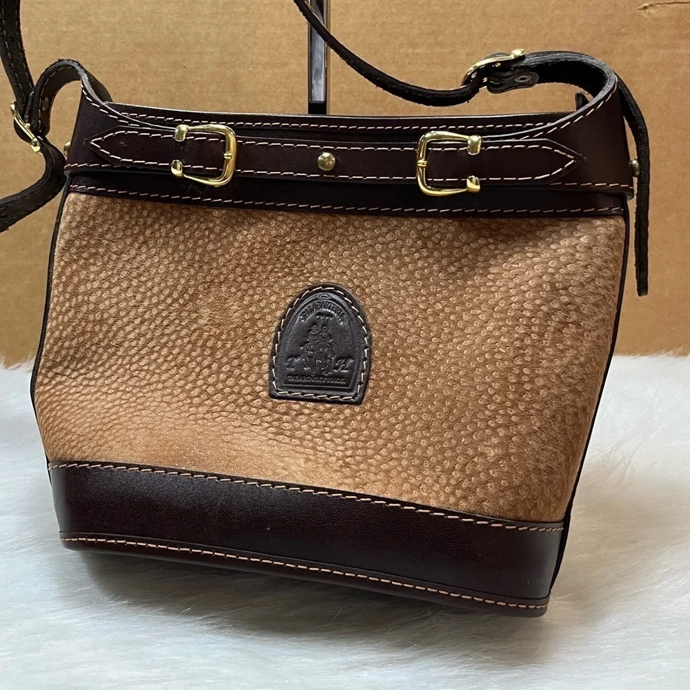 Orifaz Zafiro Argentina Suede Leather Bucket Purse wt adjustable shoulder strap